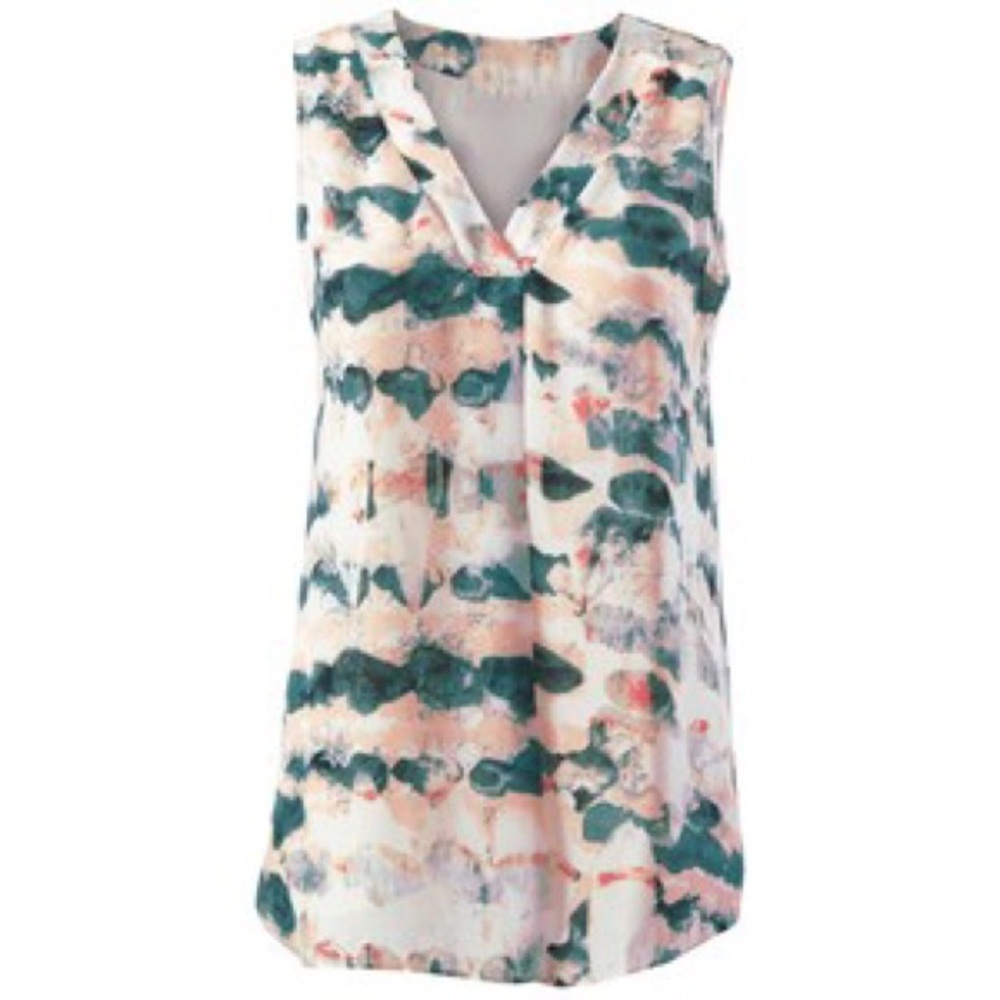 CAbi Multicolor Abstract Tunic Top
